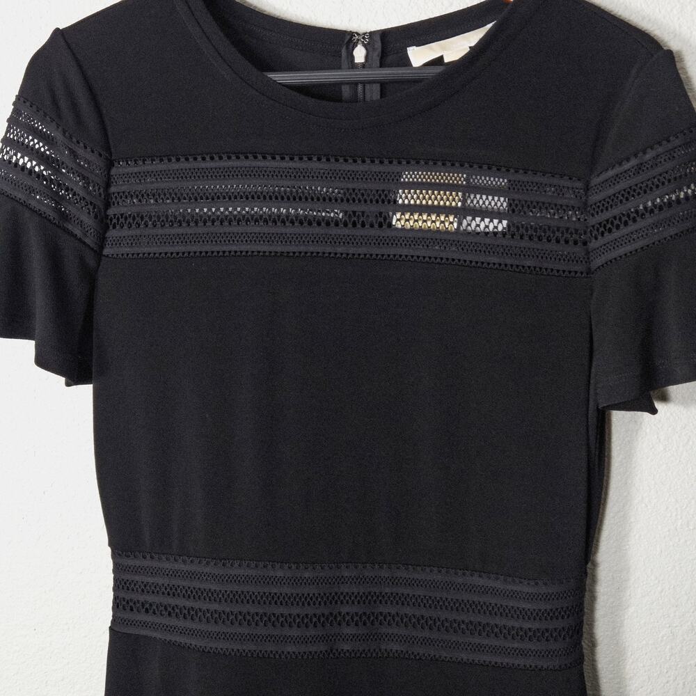Michael Michael Kors Women’s Black Knit Cocktail Dress Sheer Quiet Luxury Medium - Picture 4 of 10